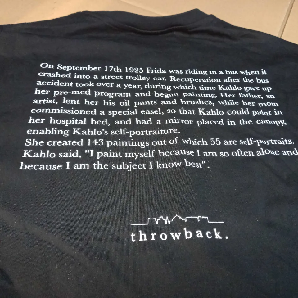 THROW BACK BLACK GRAPHIC/SLOGAN T-SHIRT - MEDIUM