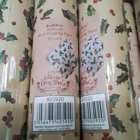 BOX CONTAINING LARGE AMOUNT APPROXIMATELY 18 ROLLS OF KRAFT WRAPPING PAPER 