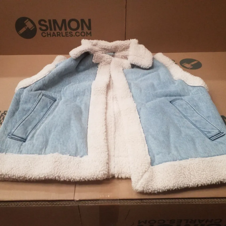 BOX CONTAINING APPROXIMATELY 6 BRAND NEW SIMPLY BE BLUE REGULAR SLEEVELESS DENIM GILETS - SIZE 16