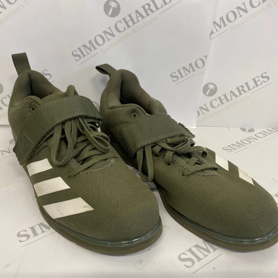 BOXED PAIR OF ADIDAS GREEN TRAINERS SIZE 10.5
