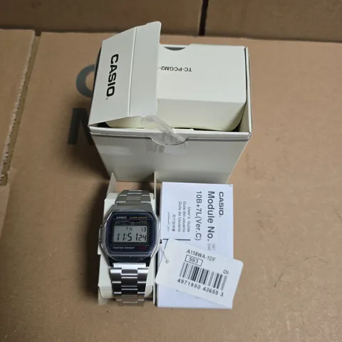 CASIO A158WA-1DF DIGITAL WRISTWATCH – STAINLESS STEEL BRACELET, BOXED