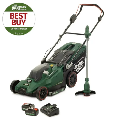WEBB ECO 40V43CM LAWNMOWER & LINE TRIMMER 4AH BATT & CHARGER BOXED