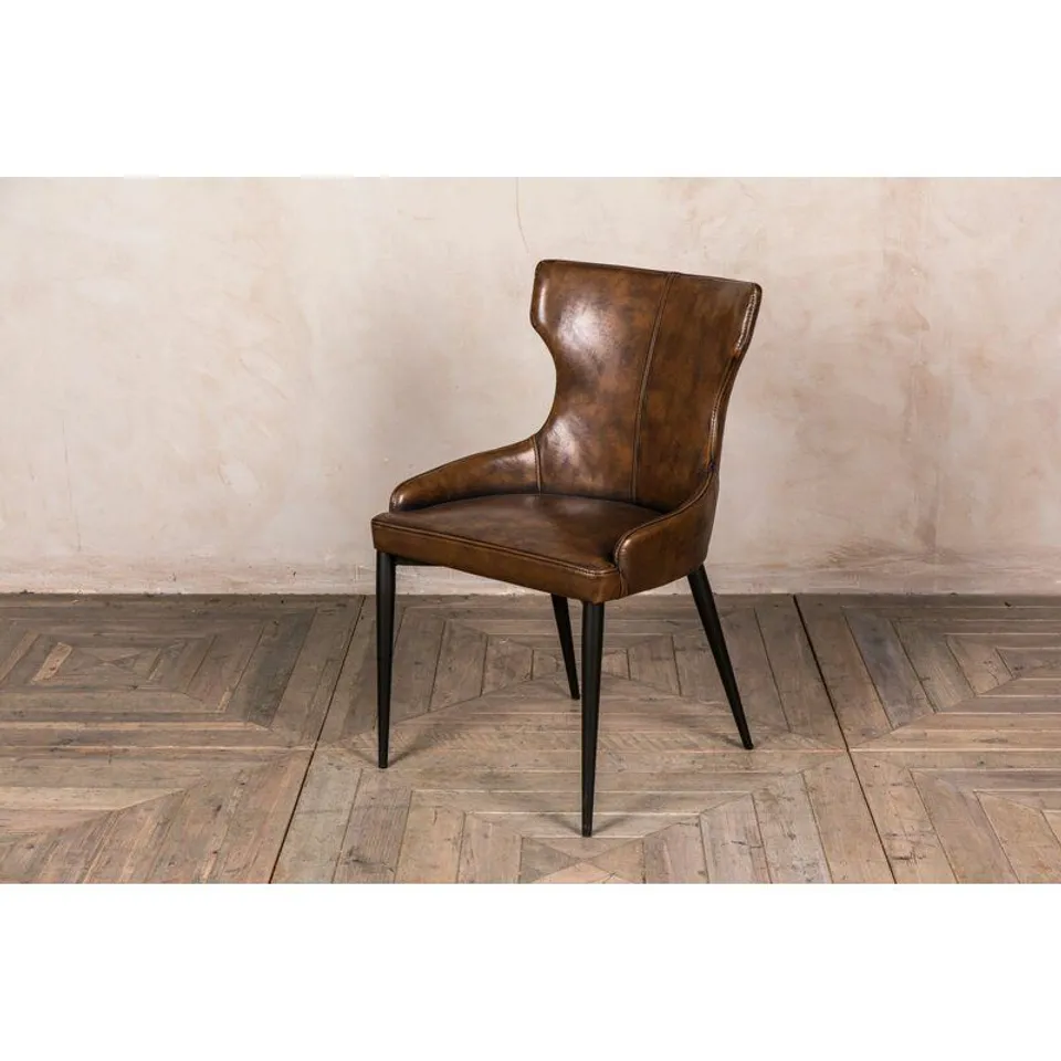 BOXED OSIAS VINTAGE BROWN UPHOLSTERED DINING CHAIR 