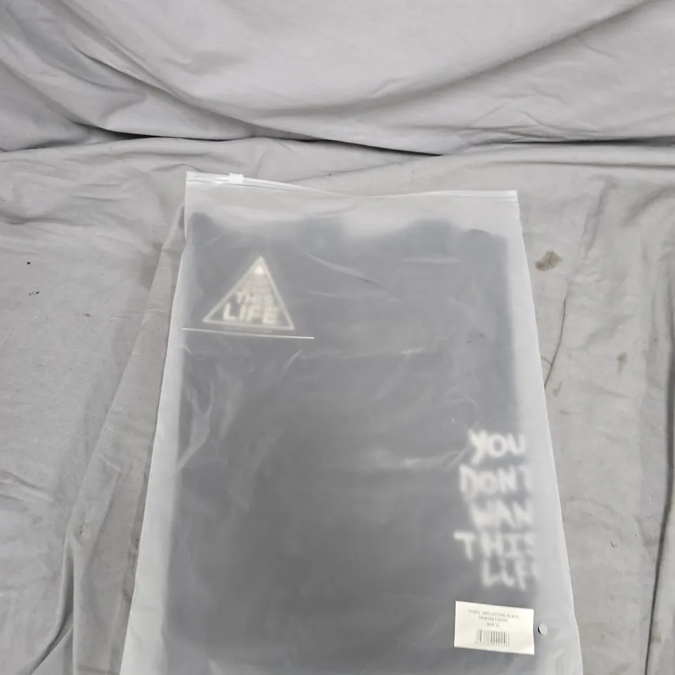 BAGGED YOU DONT WANT THIS LIFE REFLECTIVE BLACK PAINTER TEE - SIZE XL