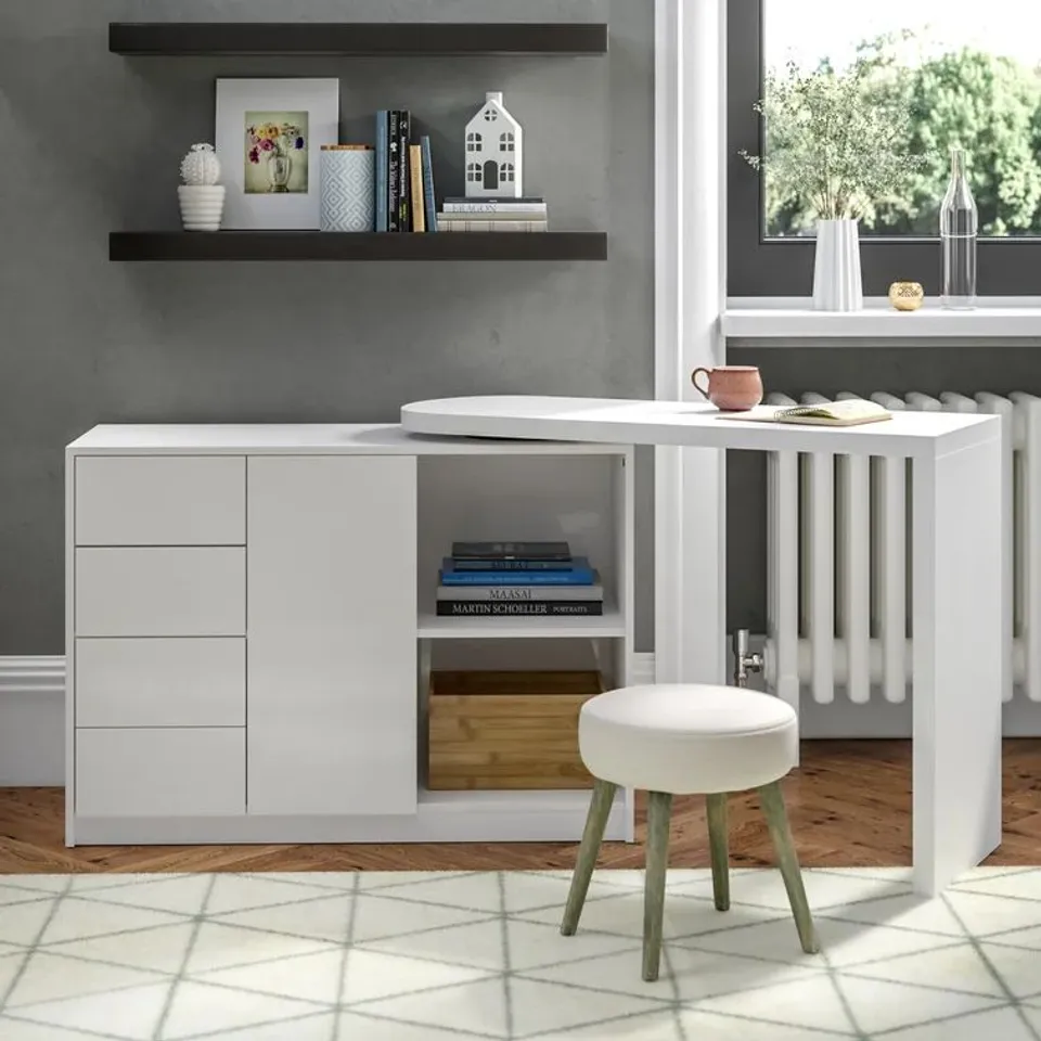 BOXED OFFICE TABLE/ STORAGE UNIT WHITE