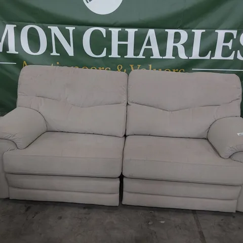 QUALITY BRITISH DESIGNER G PLAN STRATFORD POWER RECLINING THREE SEATER SOFA NOTTINGHILL COBBLESTONE PLUS FABRIC 