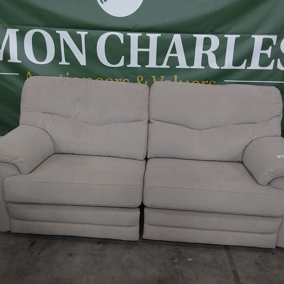 QUALITY BRITISH DESIGNER G PLAN STRATFORD POWER RECLINING THREE SEATER SOFA NOTTINGHILL COBBLESTONE PLUS FABRIC 