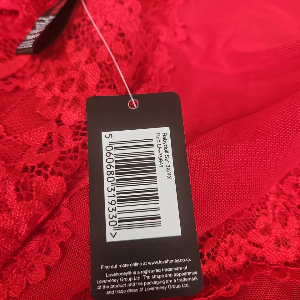 LOVEHONEY BABYDOLL SET RED SIZE 3X/4X