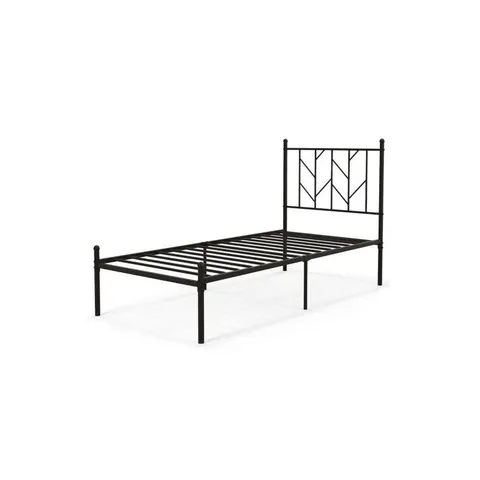 BOXED DOUBLE METAL PLATFORM BED FRAME WITH HEADBOARD BLACK - DOUBLE SIZE