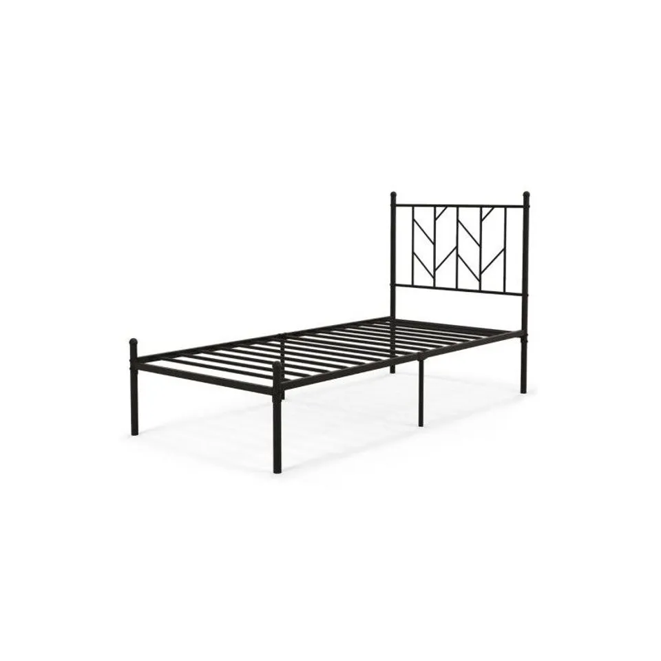 BOXED DOUBLE METAL PLATFORM BED FRAME WITH HEADBOARD BLACK - DOUBLE SIZE