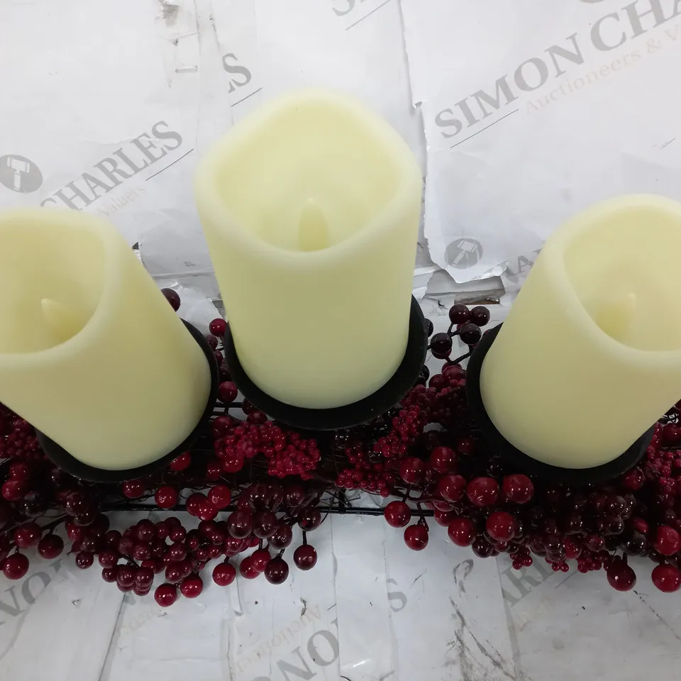 HOME REFLECTIONS MIXED BERRY CANDLE HOLDER WITH LED CANDLES