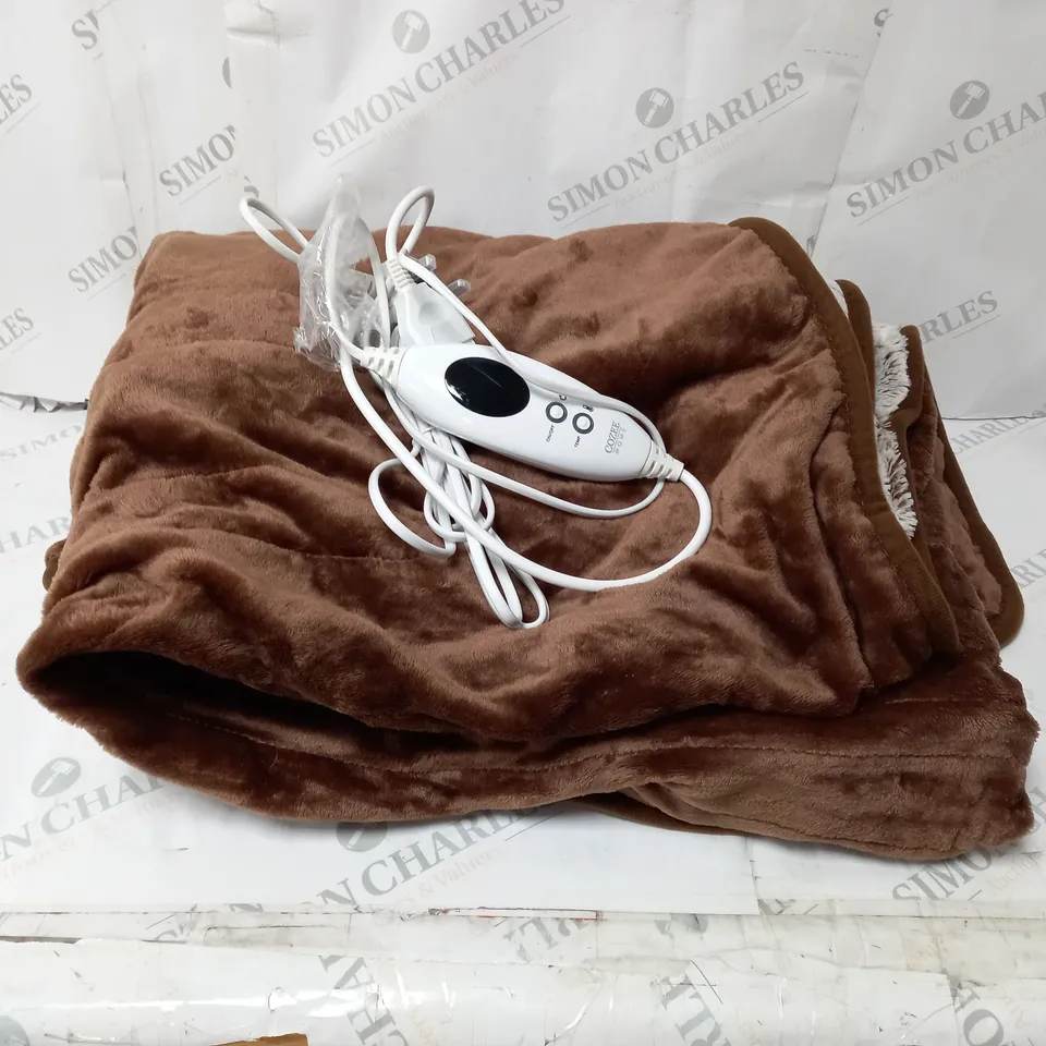BOXED COZEE HOME LUXURY HEATED BLANKET - NATURAL