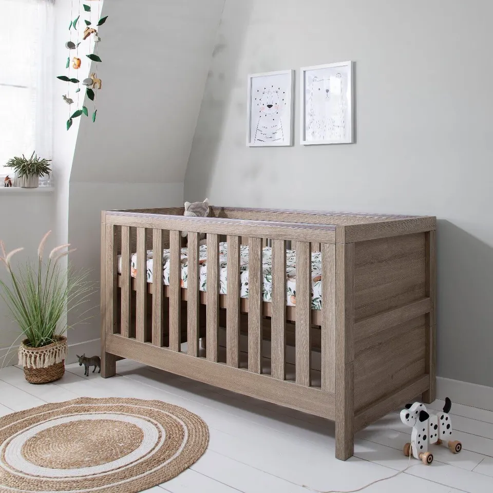 BOXED TUTTI BAMBINI MODENA COT BED - OAK (2 BOXES)