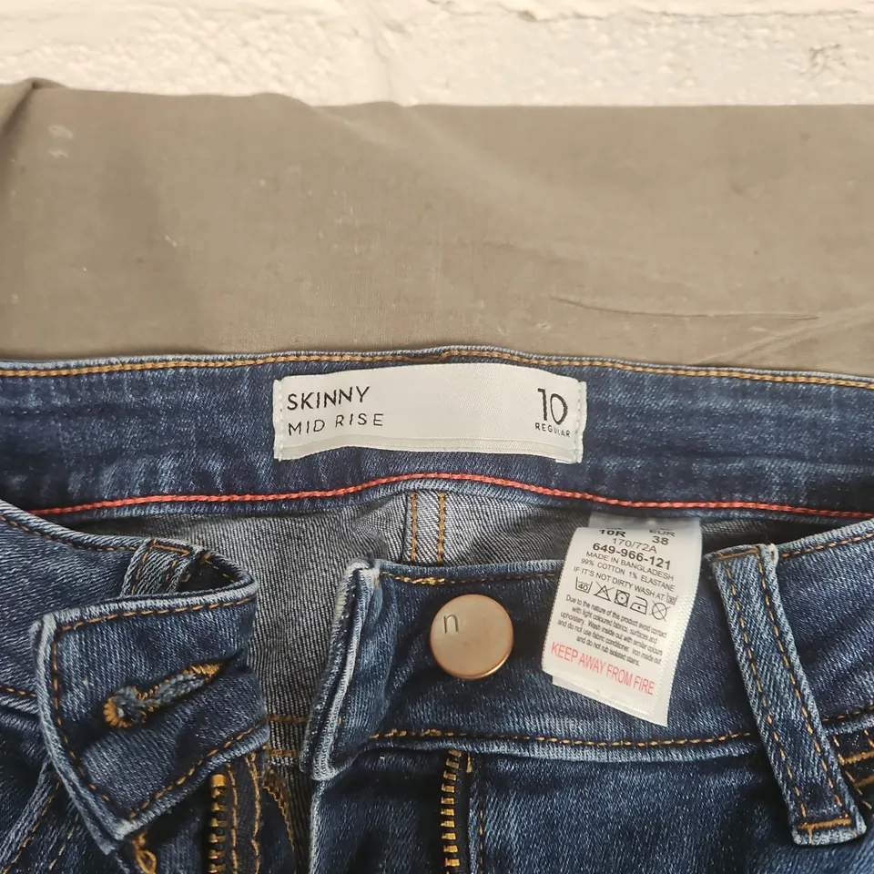 WOMEN'S SKINNY MID RISE JEANS, BLUE DENIM – UK 10 (REGULAR)