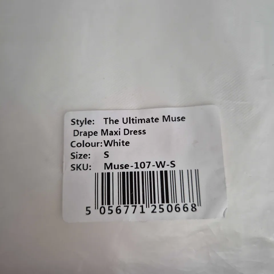 ODDMUSE THE ULTIMATE MUSE DRAPE MAXI DRESS – WHITE – UK SIZE S