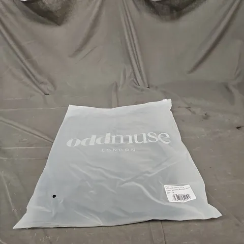 ODD MUSE LONDON THE ULTIMATE MUSE V-NECK STRUCTURED SKIRT MIDI DRESS – BLACK, SIZE M