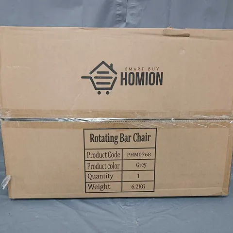 BOXED SMART BUY HOMION ROTATING BAR CHAIR IN GREY (PHM0768)