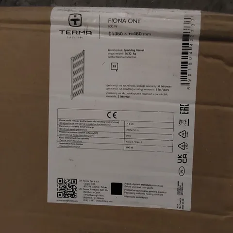 BOXED TERMA FIONA ELECTRIC SPARKLING GRAVEL TOWEL WARMER (W) 480MM X (H) 1380MM - SPARKLING GRAVEL