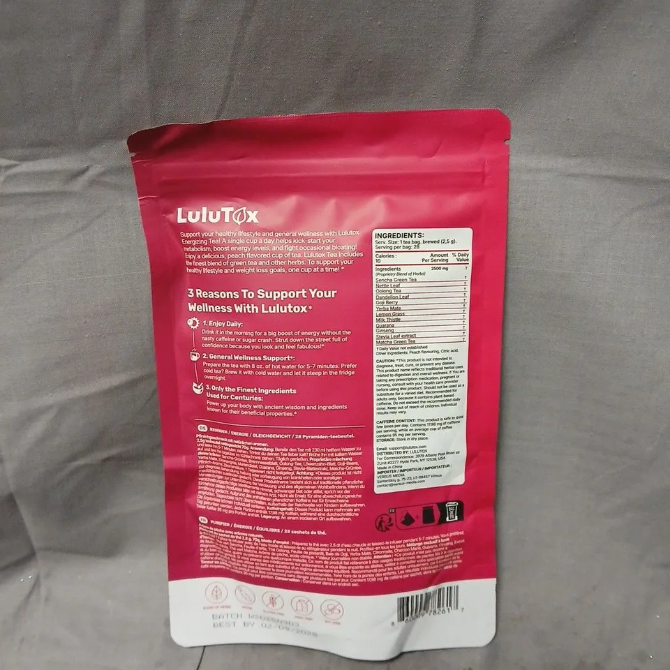 LULUTOX ORIGINAL DETOX TEA - HERBAL BLEND WITH DANDELION, GINSENG, AND GINGER - PEACH FLAVOR (28 SERVINGS) 