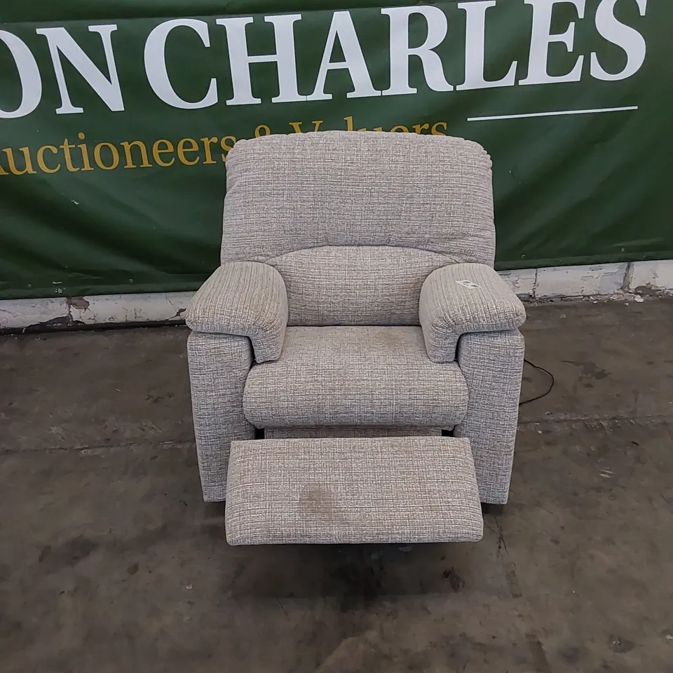 QUALITY G PLAN DESIGNER CHLOE ELECTRIC RECLINER CHAIR IN LOOM SHALE FABRIC