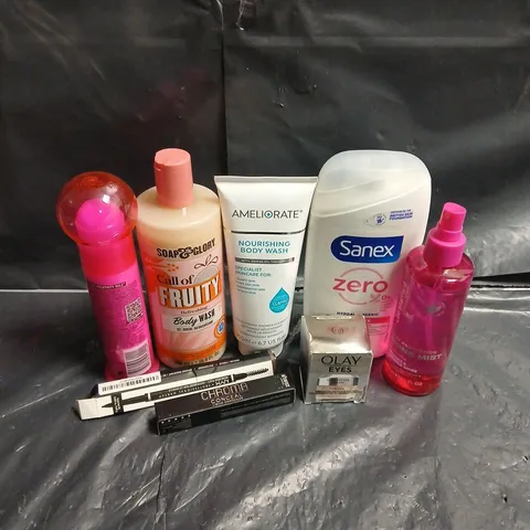 APPROXIMATEY 20 ASSORTED HEALTH AND BEAUTY PRODUCTS TO INCLUDE - SOAP&GLORY BODY WASH - BED HEAD SMOOTHING CREAM - SANEX SHOWER GEL - ETC