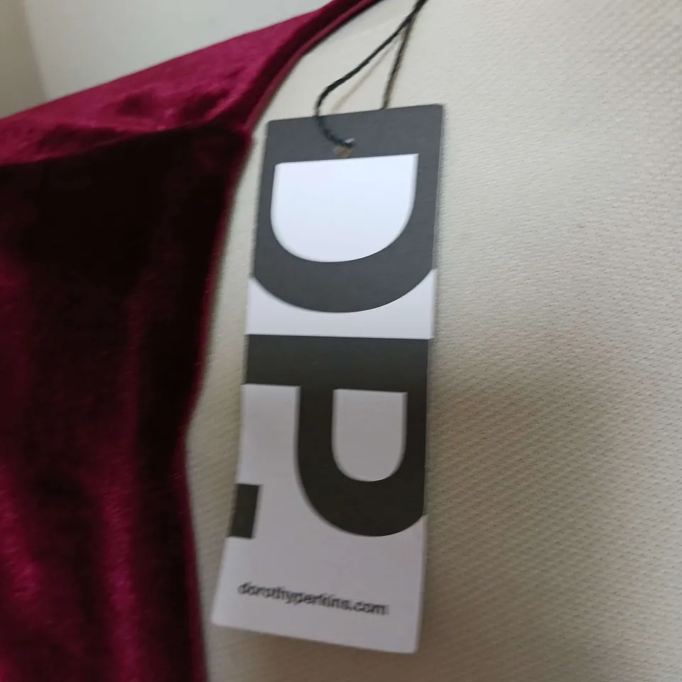 DOROTHY PERKINS VELVET MINI DRESS BERRY SIZE 10