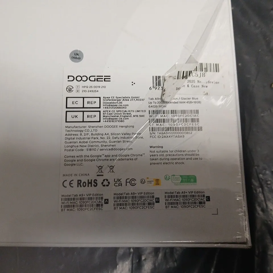 DOOGEE TAB A9+ VIP EDITION TABLET – BOXED