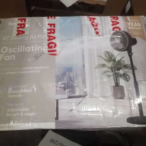 BOXED KEPLIN 10" STRONG AIRFLOW OSCILLATING FAN - BLACK