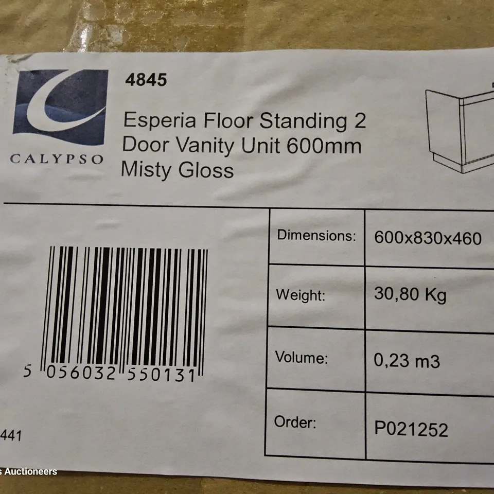 PALLET TO CONTAIN TEN BOXED EXPERIA FLOOR STANDING 2 DOOR VANITY UNITS 600mm MISTY GLOSS