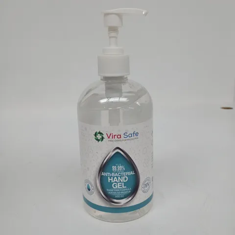 BOX OF APPROXIMATELY 12 X VIRA SAFE ANTI BACTERIAL HAND GEL 500ML