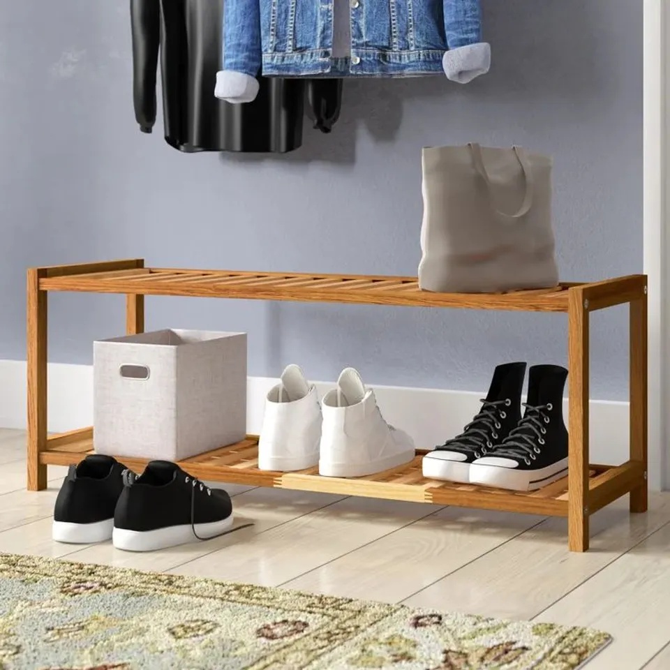 BOXED WALNUT SHOE RACK