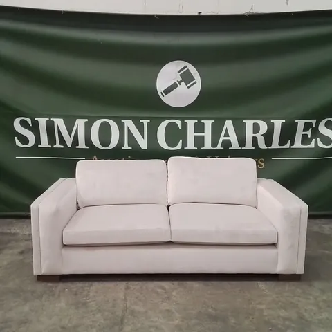 QUALITY DESIGNER EX SHOWROOM MAISON 3 SEATER VELVET SOFA - NATURAL 