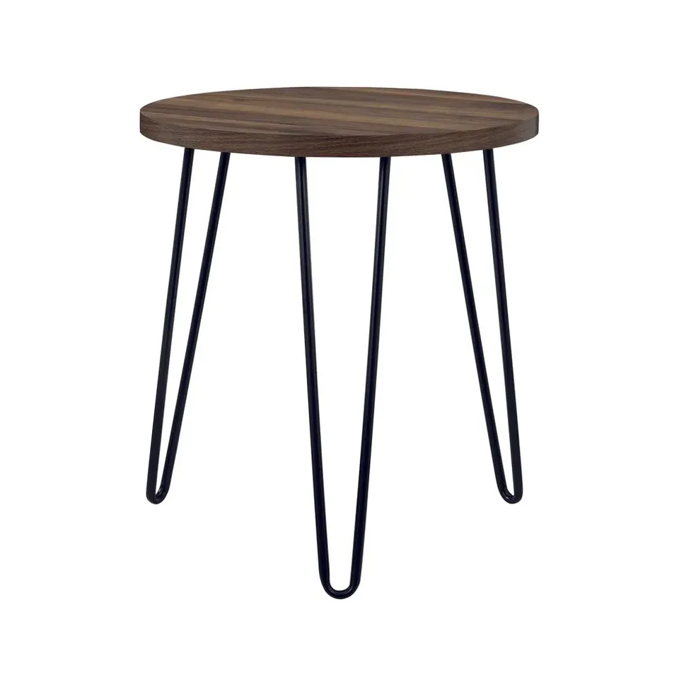 BOXED OWEN ROUND END TABLE WALNUT
