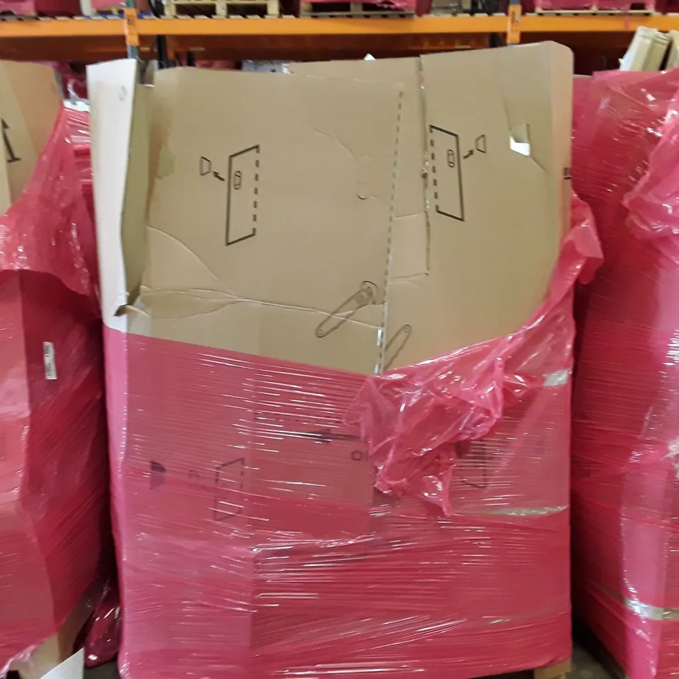 PALLET TO CONTAIN AN ASSORTMENT OF HOUSEHOLD ITEMS TO INCLUDE WALL CLOCKS, LED MONITOR, X BOX CONTROLLERS AND VINYL PLAYER ECT