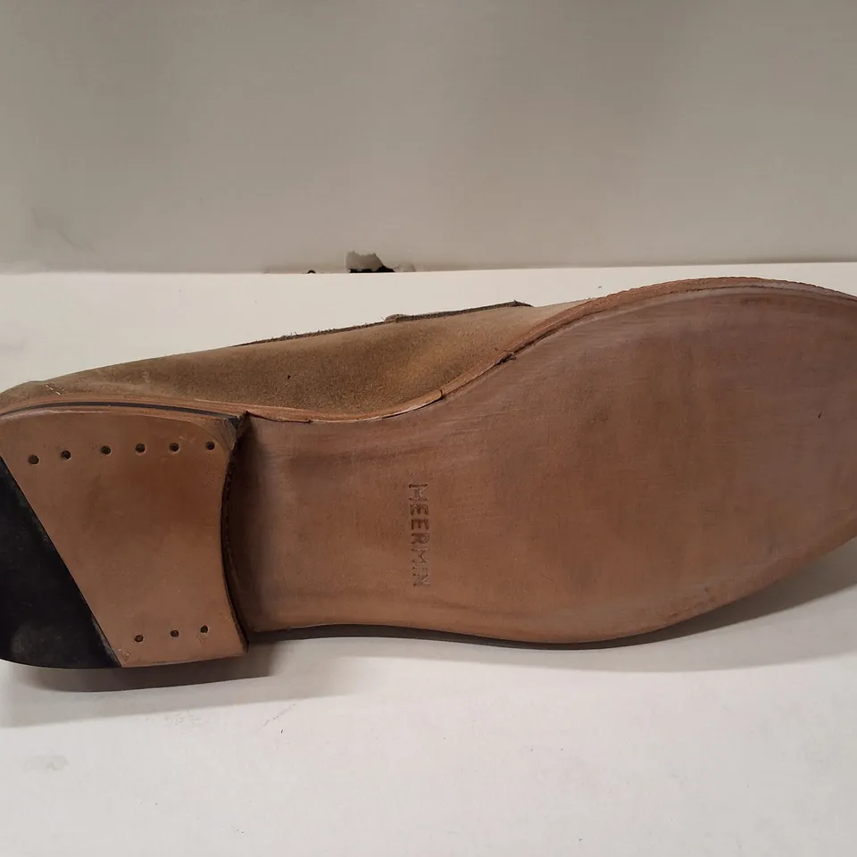 MEERMIN NOVA TAUPE SUEDE PENNY LOAFERS – UK 8.5 E (MEN'S)