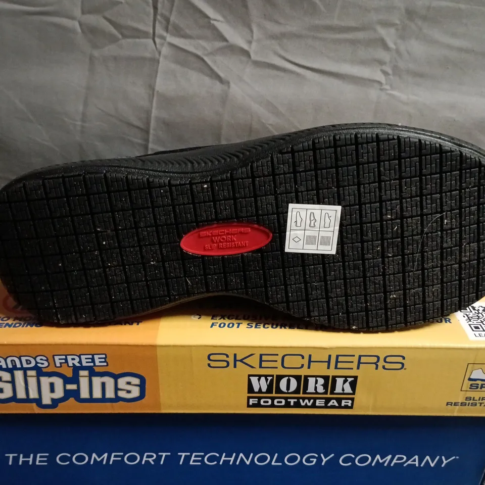 BOXED PAIR OF SKECHERS WORK SLIP-INS BLACK MEMORY FOAM INSOLE – UK SIZE 6