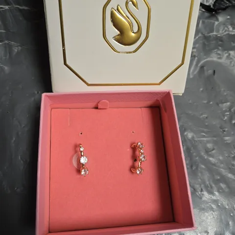 SWAROVSKI ROSE-GOLD TONE CRYSTAL DROP EARRINGS – SET OF 2