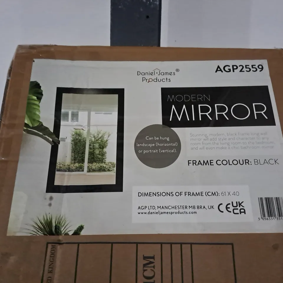 BOXED BLACK FRAMED MODERN MIRROR
