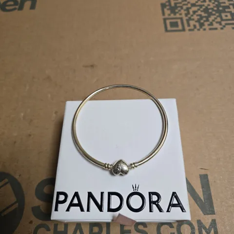 PANDORA SILVER HEART CHARM BANGLE BRACELET