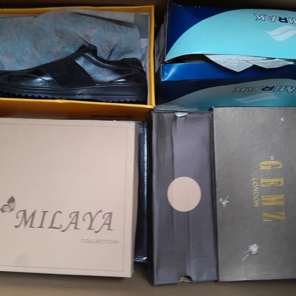 BOX OF APPROXIMATELY 10 PAIRS OF SHOES IN VARIOUS STYLES AND SIZES TO INCLUDE ANNE MICHELLE, ETC