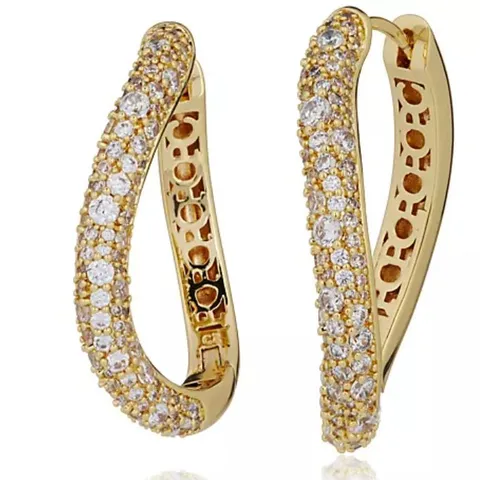 FIVE PAUL COSTELLO FOR DIAMONIQUE WAVE CHAIN LINK EARRINGS GOLD TONE
