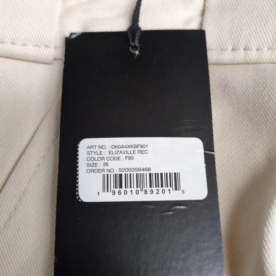 DICKIES KHAKI TROUSERS – BEIGE, WAIST UK 26 (W26) – TAG ATTACHED