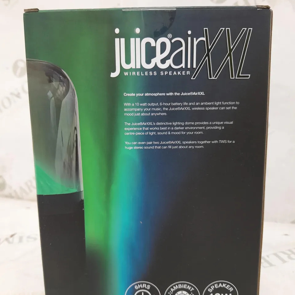 BOX OF 18 BRAND NEW BOXED JUICEAIR XXL WIRELESS SPEAKERS 