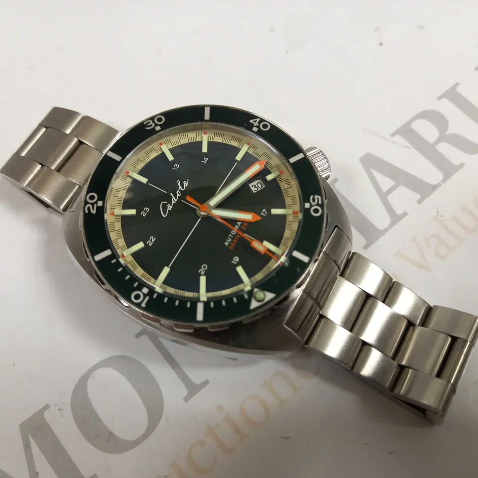 UNBOXED CADOLA STAINLESS STEEL AUTOMATIC MENS WRIST WATCH WITH GREEN FACE 