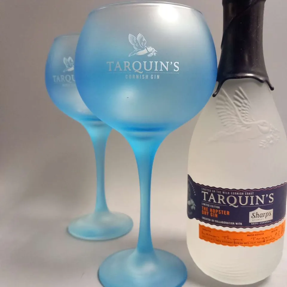 TARQUIN'S CORNISH GIN GIFT SET, COMPRISING, SICILIAN LEMON & CALABRIAN BERGAMOT GIN, LIMITED EDITION THE HOPSTER DRY GIN & PAIR GLASSES 