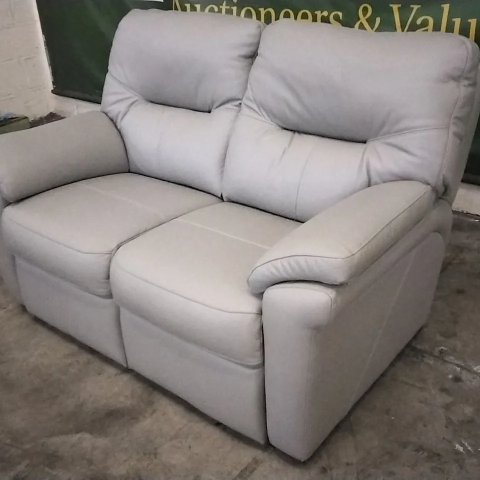 QUALITY BRITISH DESIGNED & MANUFACTURED G PLAN SEATTLE 2 SEATER CAMBRIDGE GREY LEATHER SOFA