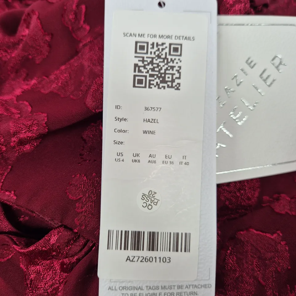 UK 8 AZAZIE ATELIER HAZEL DRESS – WINE (US 4)