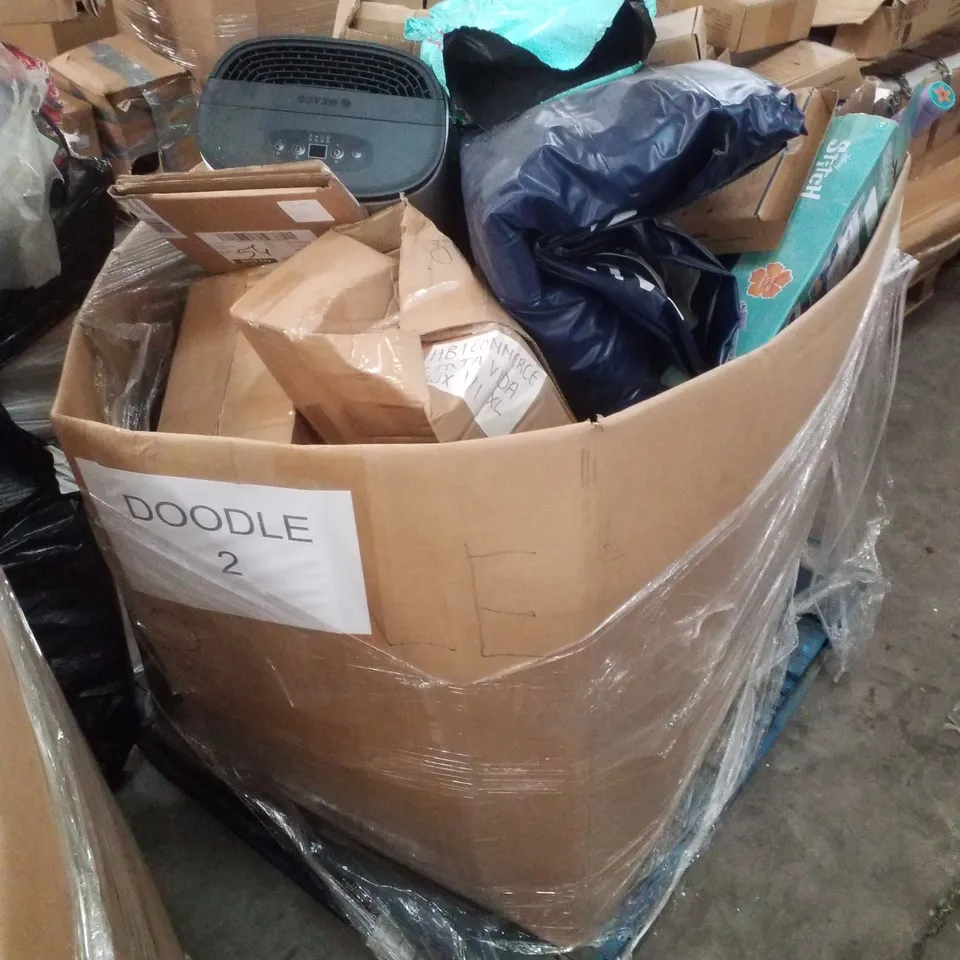 PALLET CONTAINING ASSORTED PRODUCTS INCLUDING PORTABLE BLUETOOTH DAB RADIOS, GRASS TRIMMER, ELECTRIC HEATED THROW BLANKET & KIDS SCOOTER