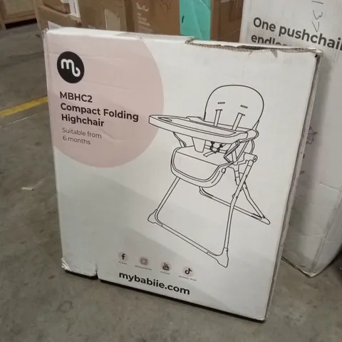 BOXED MYBABIIE MBHC2 COMPACT FOLDING HIGHCHAIR - ROSE GOLD/BLACK