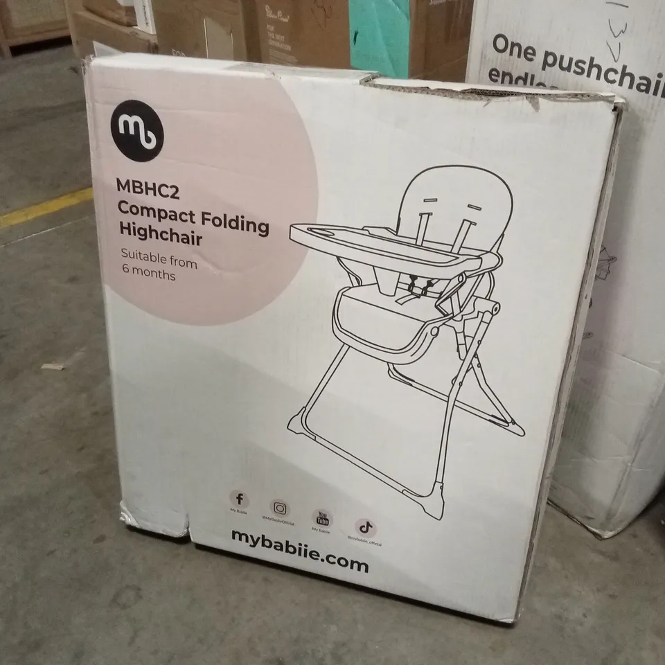 BOXED MYBABIIE MBHC2 COMPACT FOLDING HIGHCHAIR - ROSE GOLD/BLACK